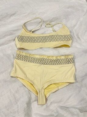 PacSun Yellow Gingham Smocked Bikini Swim Set